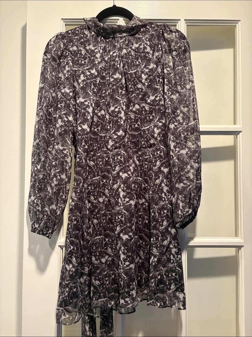Black & White Long Sleeve Printed Women's Dress
